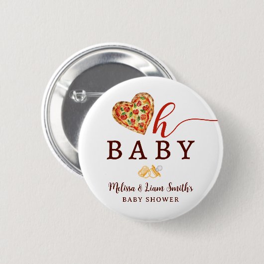 Oh Baby Pizza en Fopspenen Baby shower Button – F (Voorkant /achterkant)