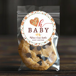 Oh Baby Pizza en Fopspenen Baby shower Favoriet St Ronde Sticker