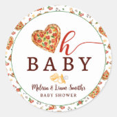 Oh Baby Pizza en Fopspenen Baby shower Favoriet St Ronde Sticker (Voorkant)