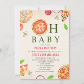 Oh Baby Pizza + Fopspenen Baby Shower Kaart (Voorkant)