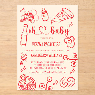 Oh Baby Pizza + Fopspenen Baby Shower Uitnodiging