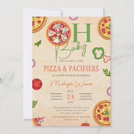 Oh Baby Pizza fopspenen schattig Baby shower Kaart (Voorkant)