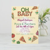 Oh Baby, Pizza & Pacifiers Baby Shower Kaart (Staand voorkant)