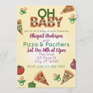 Oh Baby, Pizza & Pacifiers Baby Shower Kaart
