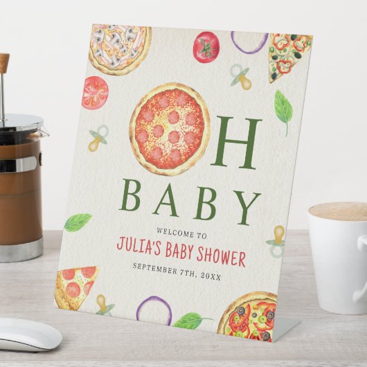 Oh Baby Pizza + Pacifiers Baby shower Welkom Reclamebord Met Voetstuk (Insitu)