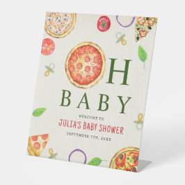 Oh Baby Pizza + Pacifiers Baby shower Welkom Reclamebord Met Voetstuk