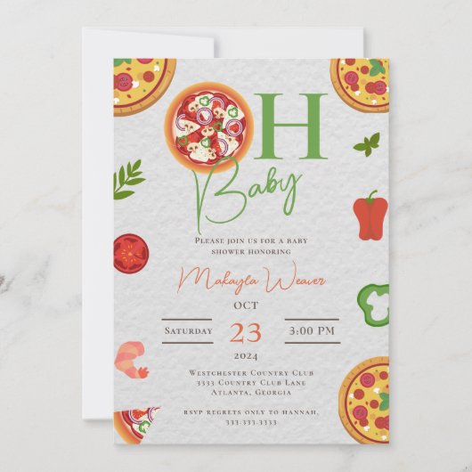 Oh Baby Pizza Pacifiers chic Baby shower Invitatio Kaart (Voorkant)