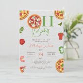 Oh Baby Pizza Pacifiers chic Baby shower Invitatio Kaart (Staand voorkant)