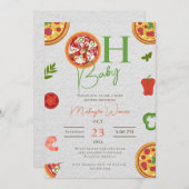 Oh Baby Pizza Pacifiers chic Baby shower Invitatio Kaart (Voorkant / Achterkant)