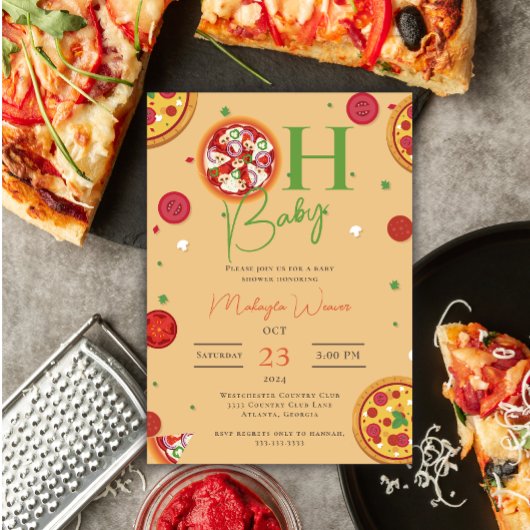 Oh Baby Pizza Pacifiers cool Baby shower Kaart