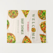 Oh Baby Pizza Tomaten Olivia Green Baby Shower Wandkleed (Voorkant (horizontaal))