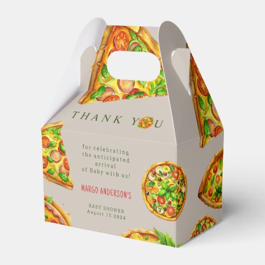 Oh Baby Pizza Tomatoes Olivia Groen Baby shower Bedankdoosjes (Voorkant Zijde)