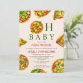 Oh Baby Pizza Tomatoes Olivia Groen Baby shower Kaart (Staand voorkant)