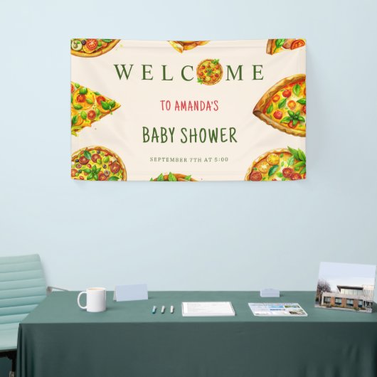 Oh Baby Pizza Tomatoes Olivia Groen Baby shower Spandoek (Beurs)