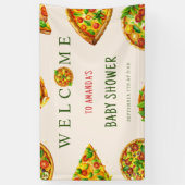 Oh Baby Pizza Tomatoes Olivia Groen Baby shower Spandoek (Verticaal)
