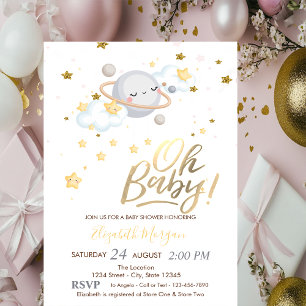Oh Baby Planet Clouds Stars Baby shower Kaart