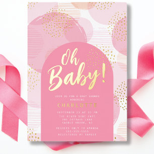 Oh Baby Polka Dots Baby shower Folie Uitnodiging