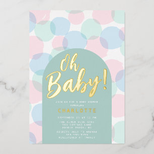 Oh Baby Polka Dots Baby shower Folie Uitnodiging