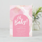 Oh Baby Polka Dots Baby shower Uitnodiging (Staand voorkant)
