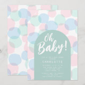 Oh Baby Polka Dots Baby shower Uitnodiging (Voorkant / Achterkant)