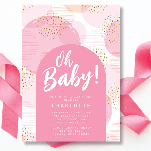 Oh Baby Polka Dots Baby shower Uitnodiging