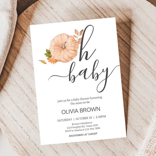 Oh Baby Pompoen Herfst Baby Shower Kaart