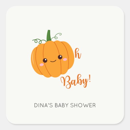 Oh Baby Pompoen Herfst Douche Aangepaste naam Serv Vierkante Sticker (Voorkant)