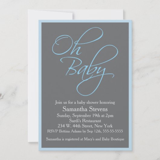 Oh Baby Posh Baby shower voor Boy Kaart (Voorkant)