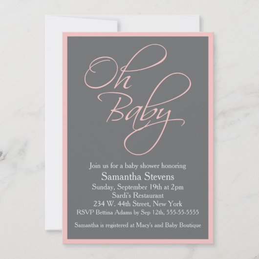 Oh Baby Posh Baby shower voor Meisje Kaart (Voorkant)