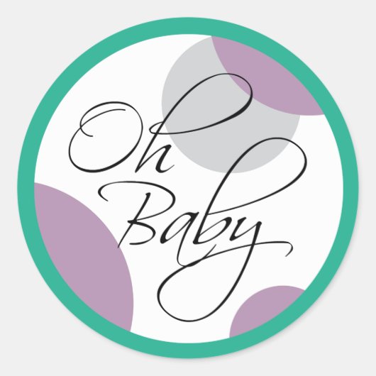 Oh Baby Posh Gender Neutral Baby shower Ronde Sticker (Voorkant)