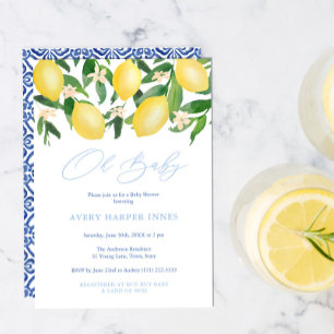 Oh Baby Positano Lemons Blue Boy Baby shower Kaart