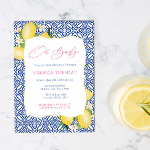 Oh Baby Positano Lemons Pink Girl Baby shower Kaart