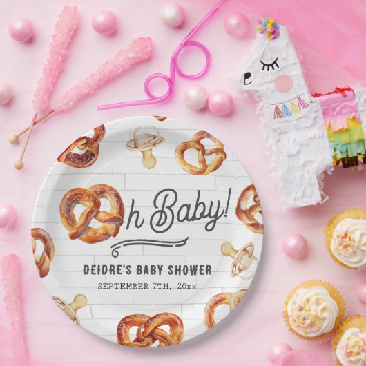 Oh Baby Pretzels & Fopspenen Baby shower Welkom Papieren Bordje (Feest)
