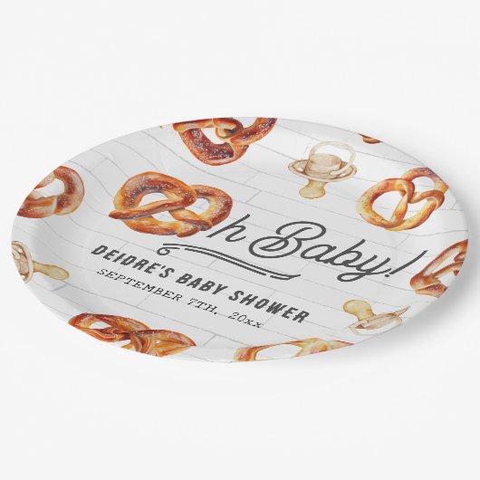 Oh Baby Pretzels & Fopspenen Baby shower Welkom Papieren Bordje (Gekanteld)