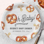 Oh Baby Pretzels & Fopspenen Baby shower Welkom Papieren Bordje<br><div class="desc">Pretzels & Pacifiers Baby shower thema met illustratie van zachte pretzel opgenomen in "Oh Baby" tekst met illustraties van pretzels en fopspenen rond tekst. Achtergrond is geïnspireerd op metro tegel.</div>