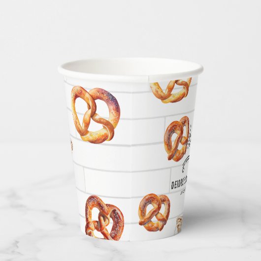 Oh Baby Pretzels & Fopspenen Neutraal Baby shower Papieren Bekers (Rechts)