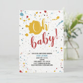 Oh Baby Primaire verfvlek Neutraal Baby shower Kaart (Staand voorkant)