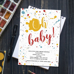 Oh Baby Primaire verfvlek Neutraal Baby shower Kaart