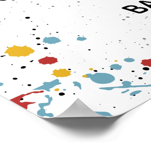 Oh Baby Primaire verfvlek Neutraal Baby shower Poster (Hoek)