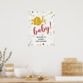 Oh Baby Primaire verfvlek Neutraal Baby shower Poster (Keuken)