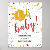 Oh Baby Primaire verfvlek Neutraal Baby shower Poster (Voorkant)