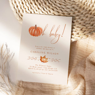 Oh Baby Pumpkin Baby Shower Herfst Minimalistisch Kaart