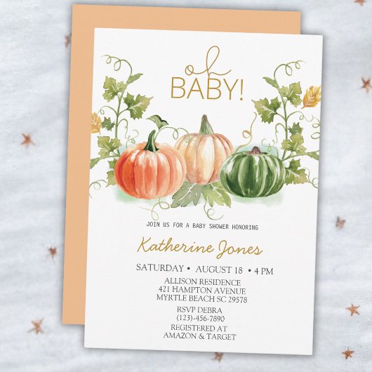 Oh Baby Pumpkin Baby shower Uitnodiging