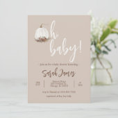 Oh Baby Pumpkin Baby shower Uitnodiging (Staand voorkant)