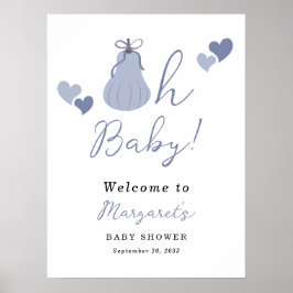 Oh Baby Pumpkin Bow Boy Baby shower Welkom Poster