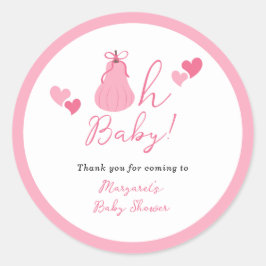 Oh Baby Pumpkin Bow Girl Baby shower Bedankt Ronde Sticker