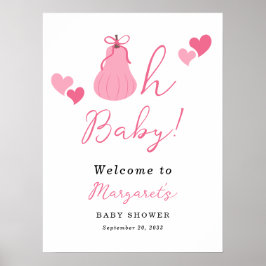 Oh Baby Pumpkin Bow Girl Baby shower Welkom Poster