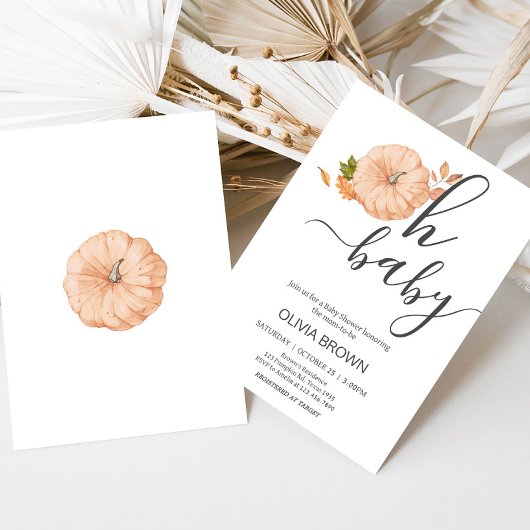 Oh Baby Pumpkin Fall Baby Shower Kaart