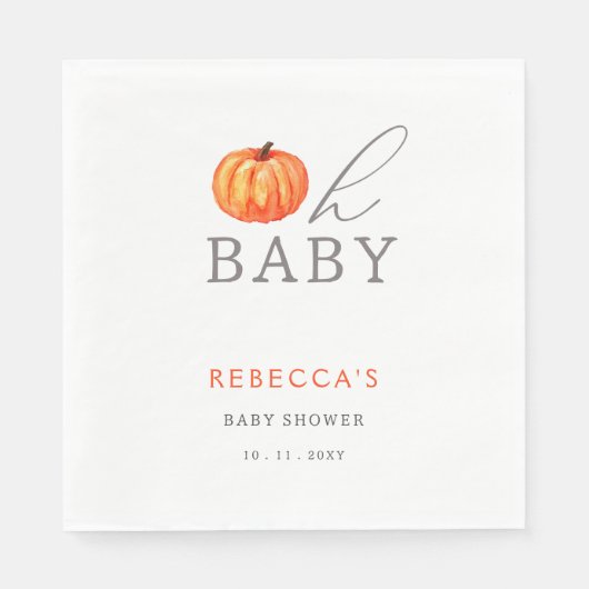Oh Baby Pumpkin Genderneutraal Baby shower Servet (Voorkant)