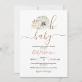 Oh Baby Pumpkin Rustic Floral Baby shower Kaart (Voorkant)